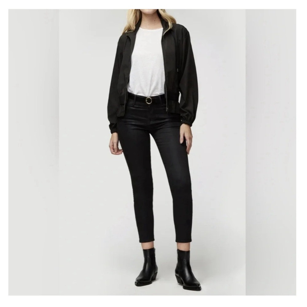 Frame Le High Skinny Jeans Black Noir Coated Size 29 High Rise Skinny Stretch